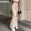 IAMSURE Loose Solid Ripped Jeans Casual Streetwear High Waisted Trousers Women Denim Wide Leg Pants 2022 Elegant Ladies