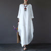 [IASK] Summer Plus Size Dresses Women 4xl 5xl Loose big size Dress O-neck White Boho Shirt Dress Long Sleeve Maxi Robe