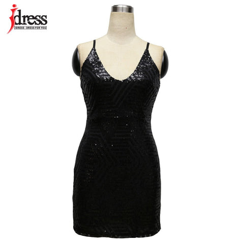 IDress 2022 New Dress Women Sexy Club Dress Party Night Club Dress Vestido Robe Femme Party Black Gold Sequin Dress