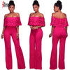 IDress Casual Slash Neck Women Jumpsuit Off The Shoulder Top Long Loose Pants Ladies Romper Overalls for Women Body Feminino