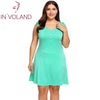 IN'VOLAND Big Size Women Basic Dress L-4XL Henley Neck Sleeveless Solid A-Line Large Tunic Dresses Vestidos Mujer Plus Size