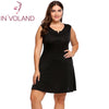 IN'VOLAND Big Size Women Basic Dress L-4XL Henley Neck Sleeveless Solid A-Line Large Tunic Dresses Vestidos Mujer Plus Size