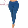 IN'VOLAND Plus Size XL-4XL Women Legging Fold Over Waist Stretch Elastic Large Legging Ladies Trousers Fitness Pant Big Size