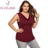 IN'VOLAND Women T-Shirts Tops Summer Plus Size Fashion Draped Neck Sleeveless Solid Ladies Tank Tshirt Female Tees Oversized 5XL