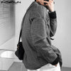 INCERUN Casual Men's Check All-match Suits Loose Buttons Gray&Black Party Nightclub Check Double-breasted Blazer S-5XL Tops 2022