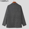 INCERUN Casual Men's Check All-match Suits Loose Buttons Gray&Black Party Nightclub Check Double-breasted Blazer S-5XL Tops 2022