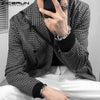 INCERUN Casual Men's Check All-match Suits Loose Buttons Gray&Black Party Nightclub Check Double-breasted Blazer S-5XL Tops 2022