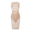 New Arrival Sexy Hollow Out O Neck Midi Beading Fashion Summer Women Lady Bandage Dress Femme Vestidos