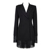 Sexy Deep V Notched Tassel Women Blazers Fashion Solid Black Full Sleeve Regular Casual Double Breasted Women Suits