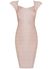 Short Sleeve Bodycon Women Bandage Dress Fashion Knee Length Solid Summer Women Party Dress Vestidos 2022