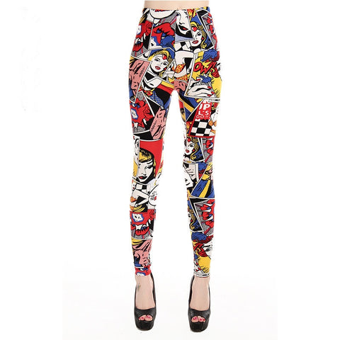 Brand Women Leggings New High Waist Cartoon comic beauty Print Trousers Soft Female Casual Sexy Elastic Pant