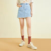 INMAN Short Jeans Skirt Women Causal Style Minimalism  Brushed Design Solid Color  Metal Button Mini Bottom