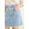 INMAN Short Jeans Skirt Women Causal Style Minimalism  Brushed Design Solid Color  Metal Button Mini Bottom