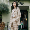 INMAN Spring Autumn Elegnat Casual Retro Style Plaid Pattern Double Breast Button Long Sleeve Blazer