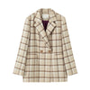 INMAN Spring Autumn Elegnat Casual Retro Style Plaid Pattern Double Breast Button Long Sleeve Blazer