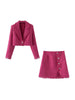 INSRPLS Women With Frayed Tassel Tweed Cropped Blazer Coat And High Waist Mini Skirt Female Two Piece Sets Mujer