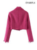 INSRPLS Women With Frayed Tassel Tweed Cropped Blazer Coat And High Waist Mini Skirt Female Two Piece Sets Mujer