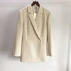 IOO 2023 Classic Blazer Double-Breasted Casual Commuter Silhouette Suit Mid-Length Beige Black Top  Toteme