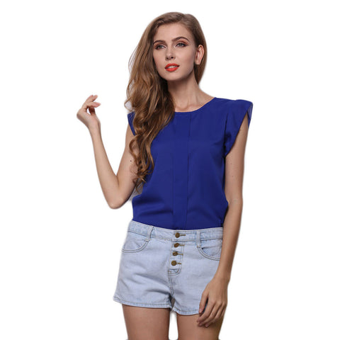 Fashion Summer Women blouses Sleeveless SOLID Chiffon Shirt O-Neck Tops Blouses women blouses 2022 tunique femme