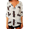 Women Plus Size Chiffon Blouse Long Sleeve Arrow Print V-neck Blouse Pullover Tops Women Shirts blusa feminina haut