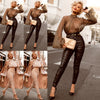 ITFABS Brand Puff Sleeve Crop Top Women See-through Sheer Mesh Tank Top Dot Print Turtle Neck Shirt Blouse Female Tops