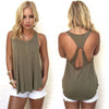 Hot Summer Women Sleeveless Backless Low Cut Cami Tee T-Shirt Stylish Tank Top Vest