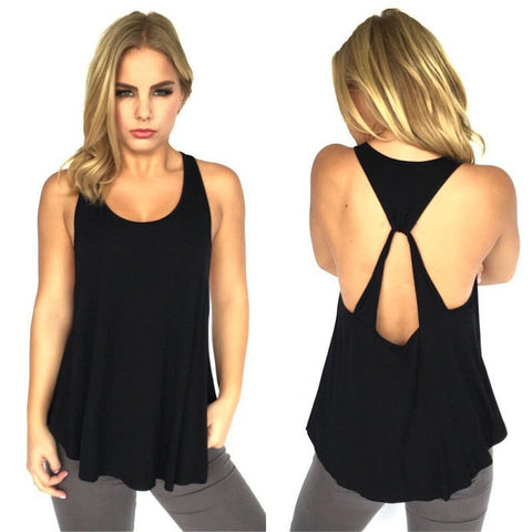 Hot Summer Women Sleeveless Backless Low Cut Cami Tee T-Shirt Stylish Tank Top Vest