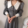 ITOOLIN Chic Autumn Long Sleeve Plaid Dress Vintage Women Belt High Waist Turn Down Collar Female Maxi Long Dresses 2022 Lady