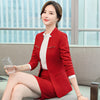 IZICFLY Autumn Spring Red Office Clothes For Women Suits Skirts And Tops SPA Elegant Business Blazer Set Work Wear 2 Piece
