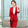 IZICFLY Autumn Spring Red Office Clothes For Women Suits Skirts And Tops SPA Elegant Business Blazer Set Work Wear 2 Piece