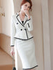 IZICFLY Style Autumn Winter White Office Uniform Design Elegant Business Work Wear 2 piece set women Long Sleeve Skirt Suit