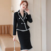 IZICFLY Style Autumn Winter White Office Uniform Design Elegant Business Work Wear 2 piece set women Long Sleeve Skirt Suit