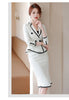 IZICFLY Style Autumn Winter White Office Uniform Design Elegant Business Work Wear 2 piece set women Long Sleeve Skirt Suit