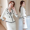 IZICFLY Style Autumn Winter White Office Uniform Design Elegant Business Work Wear 2 piece set women Long Sleeve Skirt Suit