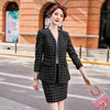 IZICFLY Style Autumn Winter White Plaid 2 Piece Set Women Uniform Designs Skirt Suit With Blazer Business Office Work Wear