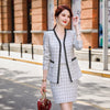 IZICFLY Style Autumn Winter White Plaid 2 Piece Set Women Uniform Designs Skirt Suit With Blazer Business Office Work Wear
