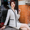 IZICFLY Style Autumn Winter White Plaid 2 Piece Set Women Uniform Designs Skirt Suit With Blazer Business Office Work Wear