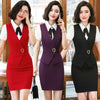 IZICFLY Style Summer Business Suit Skirt And Tops Vest Waistcoat Office Uniform Formal Skirt Suits For Women Work Wear Red