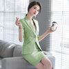 IZICFLY Style Summer two piece set Women Green blazer skirt set elegant Office Clothes Skirt Suit For Work Wear Plus Size