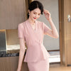 IZICFLY Summer Style 2023 Pink Slim Business Suit Formal Uniform Work Wear Women Skirt And Blazer Two Piece Set