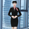 IZICFLY Spring Autumn Purple Blazer Set with Skirt Office Suits For Women Airline Stewardess Uniform Work Outfit Elegant 2 Piece