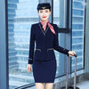 IZICFLY Spring Autumn Purple Blazer Set with Skirt Office Suits For Women Airline Stewardess Uniform Work Outfit Elegant 2 Piece