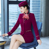 IZICFLY Spring Autumn Purple Blazer Set with Skirt Office Suits For Women Airline Stewardess Uniform Work Outfit Elegant 2 Piece