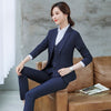 IZICFLY Spring Fall Style Office Elegant Ladies Suits Formal Set Skirt And Blazer Blue Striped Business Women Work Wear-3 Piece