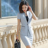 IZICFLY Summer Style Blazer and Skirt Suit Women Formal Uniform Designs Lady Gray Elegant Business Office Wear Set Plus Size