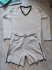 Ice Knitted Tow Piece Tracksuit  Designer Sweater Suit Casual Spring/Autumn Loungewear V Neck Top Short Pants Minimalist