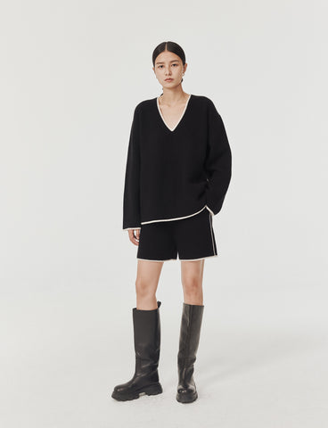 Ice Knitted Tow Piece Tracksuit  Designer Sweater Suit Casual Spring/Autumn Loungewear V Neck Top Short Pants Minimalist