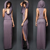 Imily Bela Vintage Hooded Maxi Dress Women Sexy Sleeveless Side Slit Split Bodycon Long Dress Femme Rome Open Side Vestidos