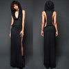 Imily Bela Vintage Hooded Maxi Dress Women Sexy Sleeveless Side Slit Split Bodycon Long Dress Femme Rome Open Side Vestidos