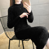 Imitation mink Autumn Winter Long Sleeve Slim High Elasticity Knitted Dress Korean Women Solid Mini Bodycon Dresses